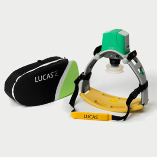 Displays the Lucas 2 Chest Compression System.